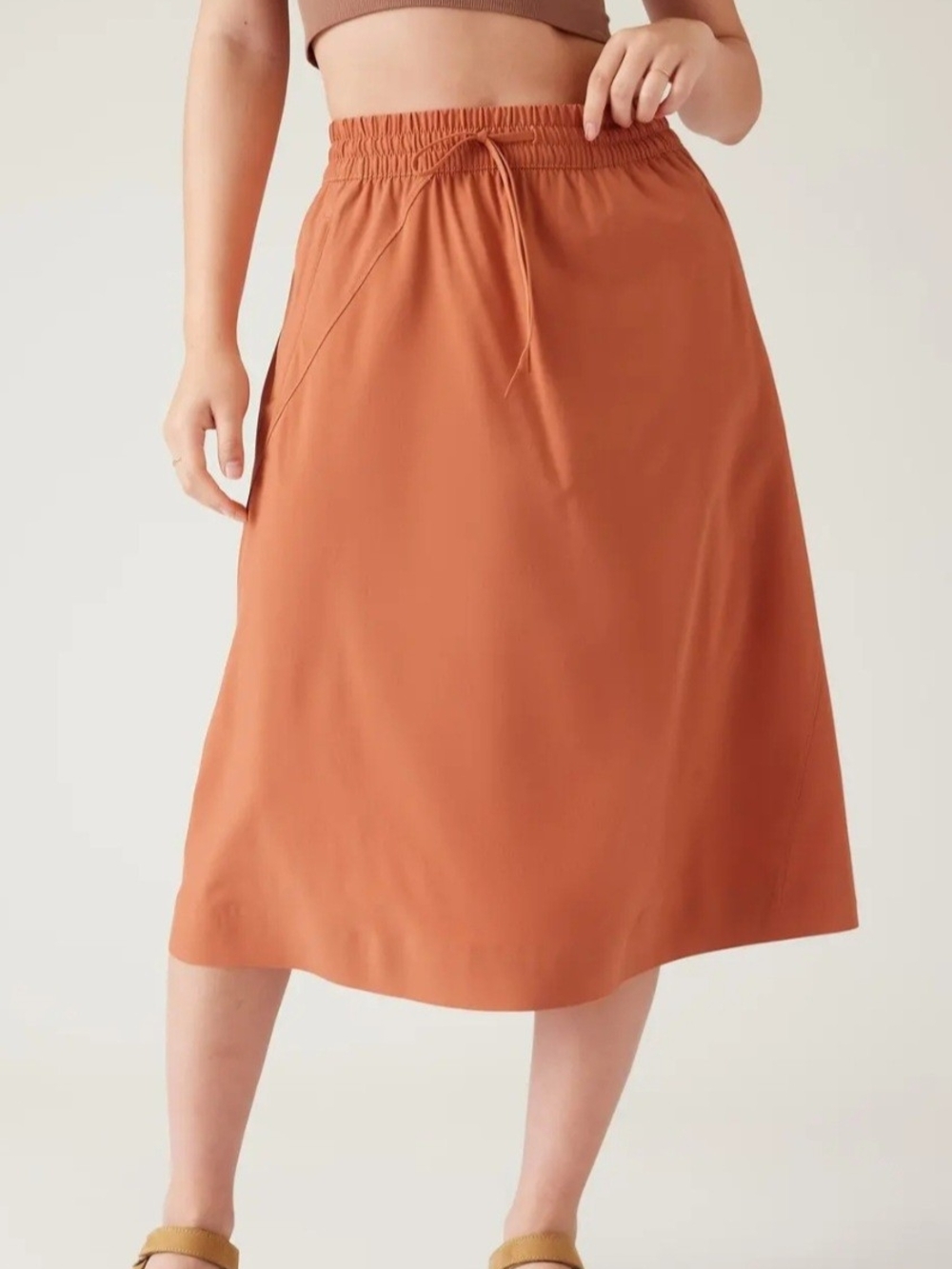 Athleta Drawstring Midi Skirt in Terracotta Size M